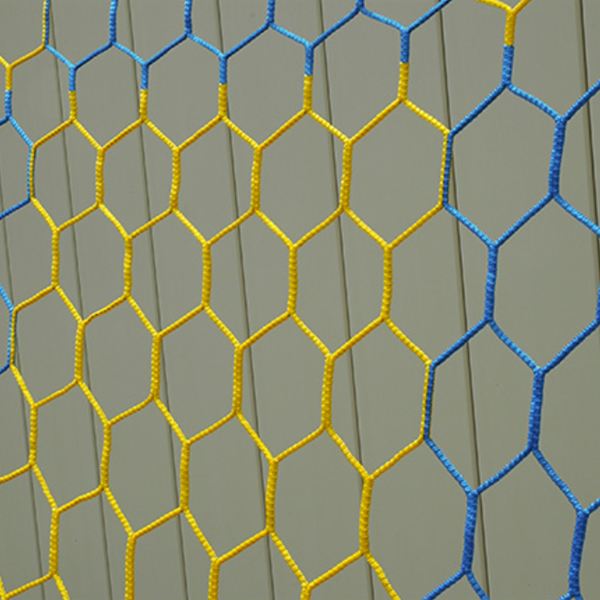Two Tone 3mm Hex Soccer Nets - Blue and Gold