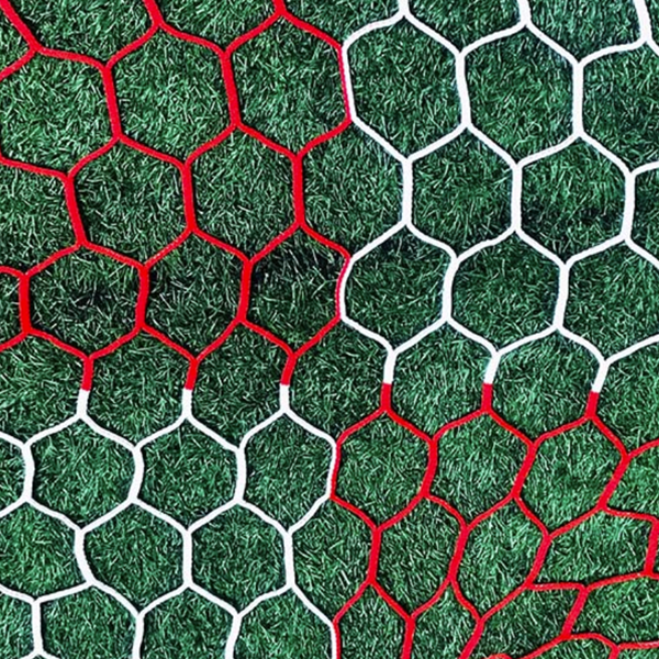 Two Tone 3mm Hex Soccer Nets - Red and White