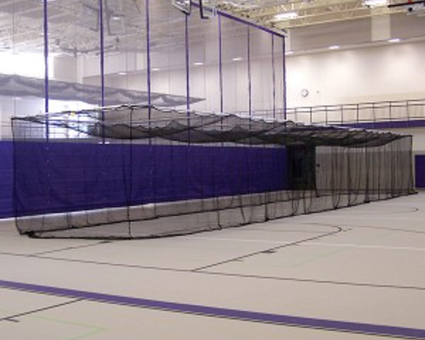 Suspended Ceiling Retractable Batting Cage - Angle View