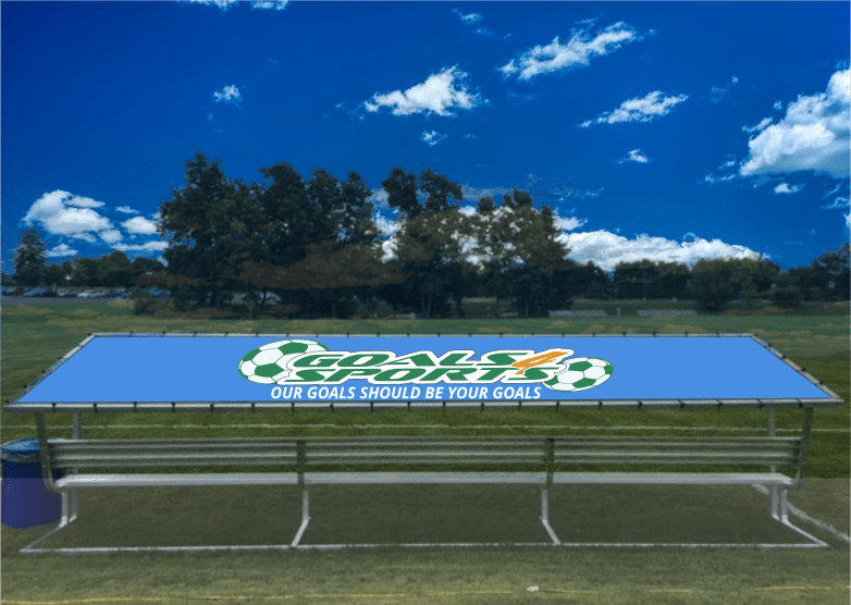 PEVO Covered Team Benches - Sky Blue - Print