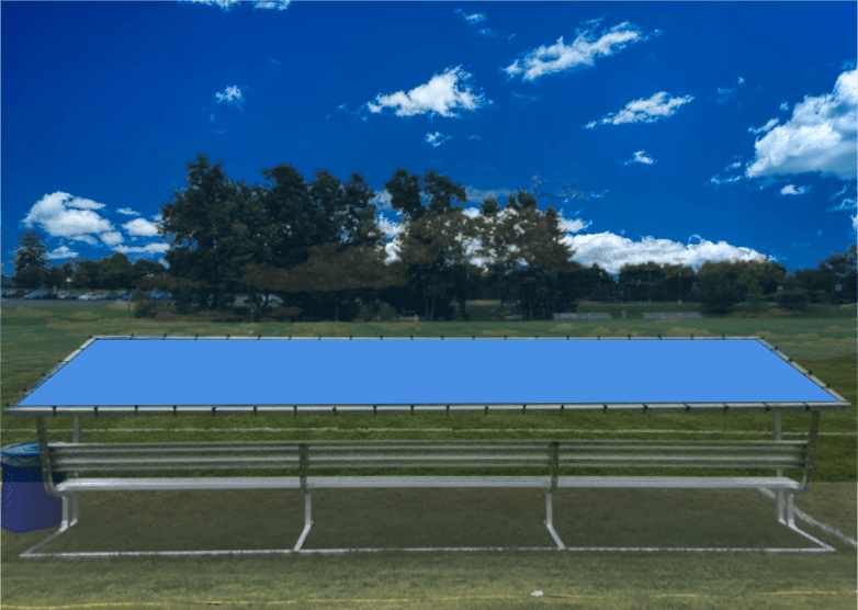 PEVO Covered Team Benches - Sky Blue - No Printing