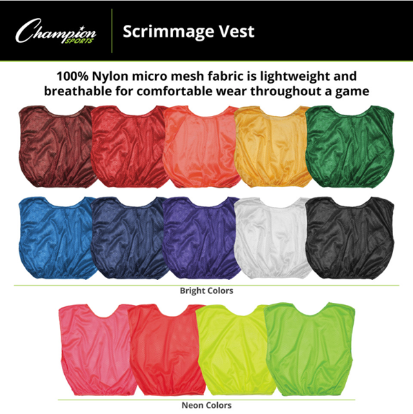 Champion Sports Scrimmage Vests – Team Practice Gear (1 Dozen)