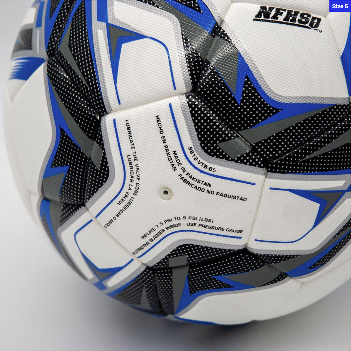 Blue & Black NFHS Tazmania Match Soccer Ball - Inflation Pressures