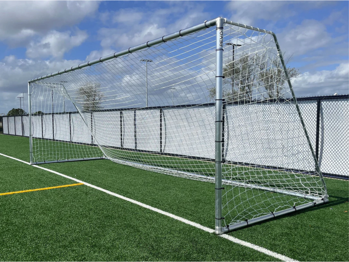 PEVO 8x24 Economy Soccer Goal - Side Angle View