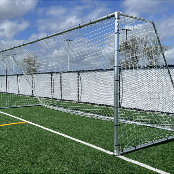 PEVO 8x24 Economy Soccer Goal - Side Angle View