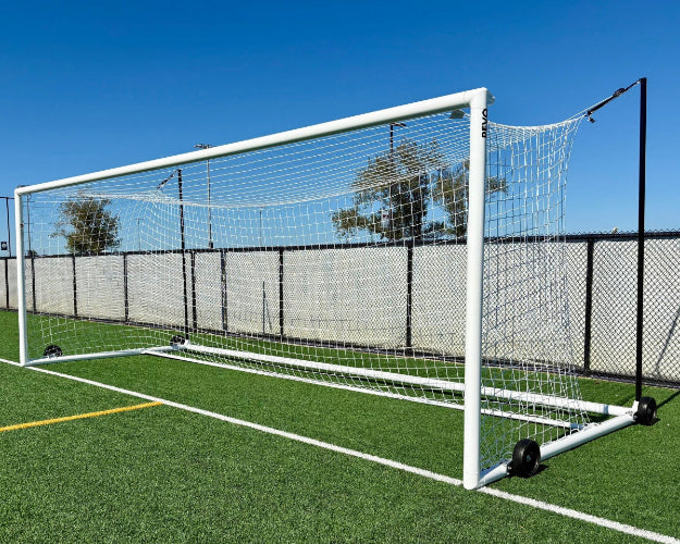 Stadium Soccer Goals 8x24 box style professional aluminum soccer goal by PEVO Made in USA offered by Goals4Sports®