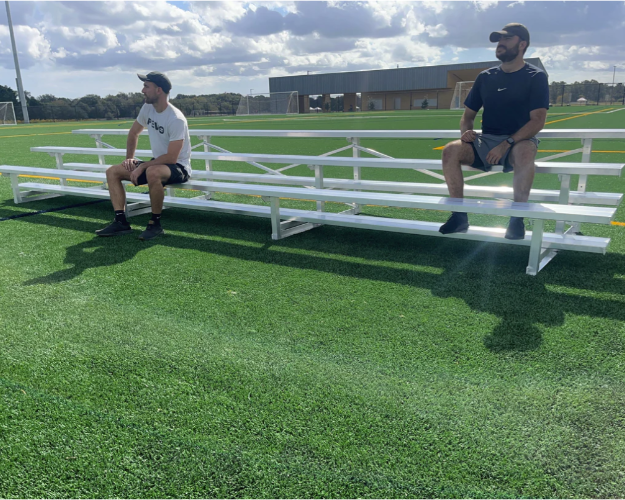 Portable aluminum stadium bleachers for football fields Portable aluminum three-row tip-and-roll bleachers for outdoor football spectators
