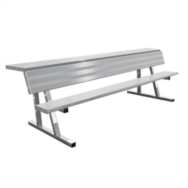 7 ft 6 inch Player Bench with Backrest & Top Shelf - Natural Aluminum