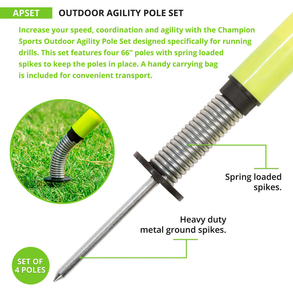 Outdoor Agility Poles with Spike Close-up