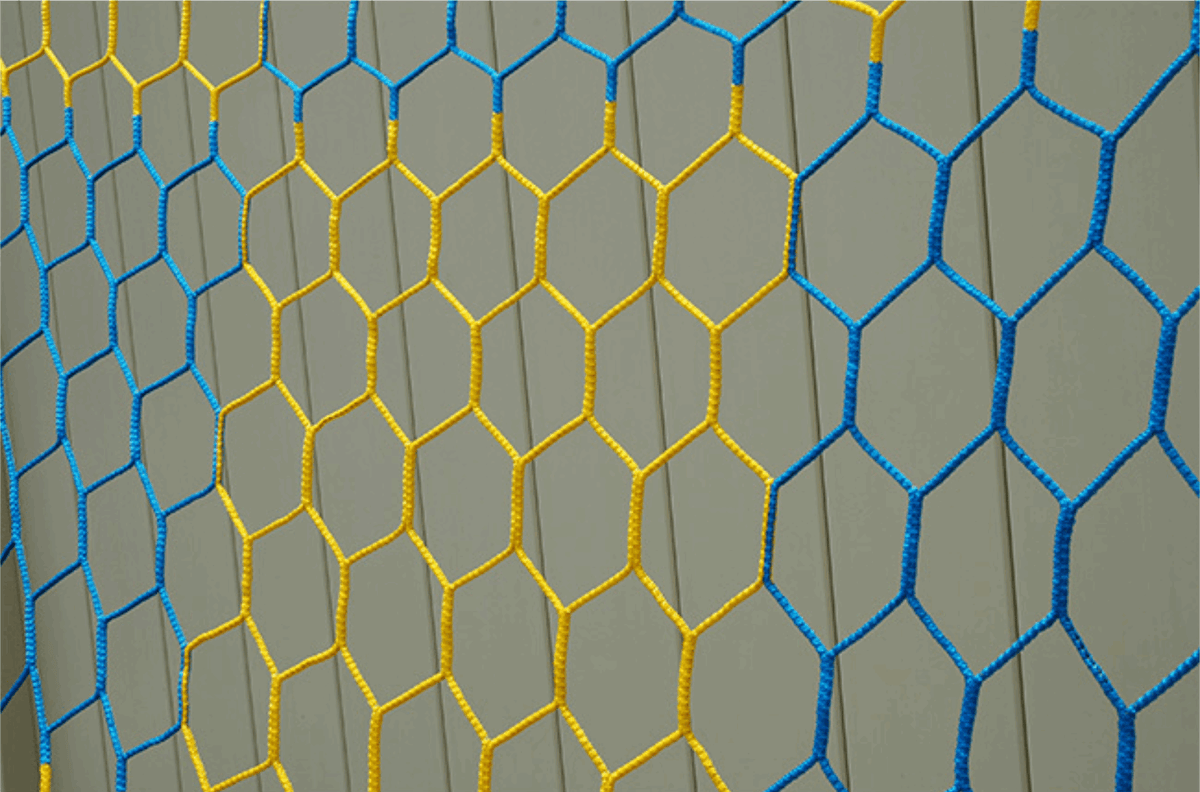 Blue - Gold Checkered 3mm Hex Soccer Net