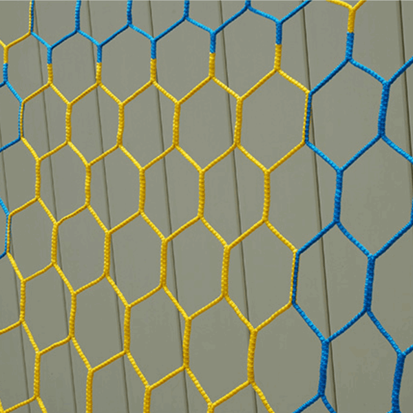 Blue - Gold Checkered 3mm Hex Soccer Net