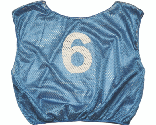 Youth numbered scrimmage vest blue lightweight practice pinnie