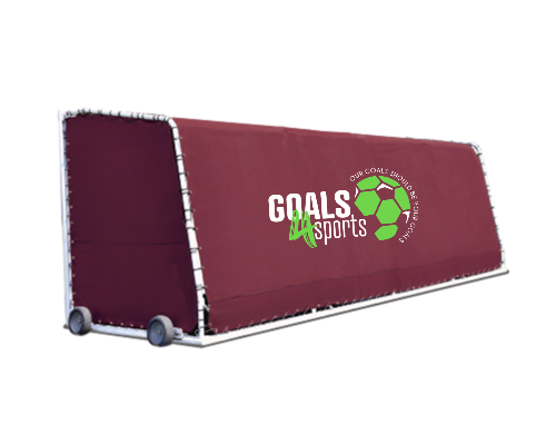 Portable sports team shelter with red UV-protected fabric covering with Logo