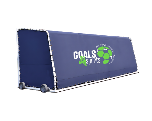 Portable aluminum sideline shelter with royal blue fabric panels with Logo