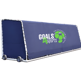 Portable aluminum sideline shelter with royal blue fabric panels with Logo