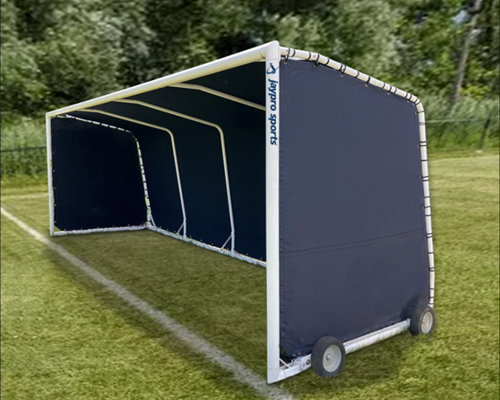 Portable team shelter with navy blue weather-resistant panels