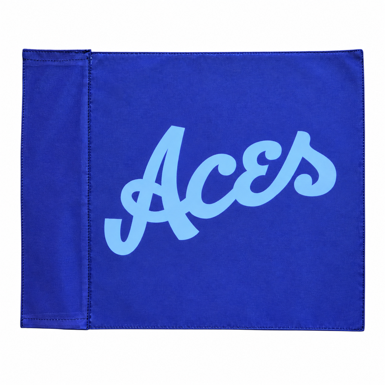 Custom blue Aces soccer corner flag featuring team logo