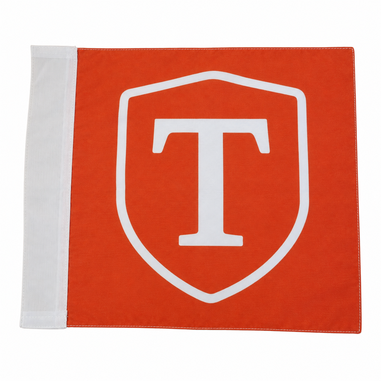 Orange custom soccer corner flag featuring T shield logo
