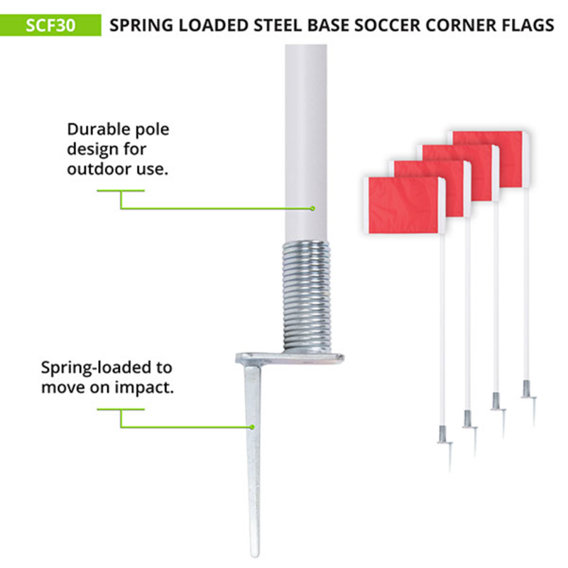 Spring Load Sensor Flag Spring-Load Soccer Corner Flags | SCF30 Steel Base Set – Goals4Sports