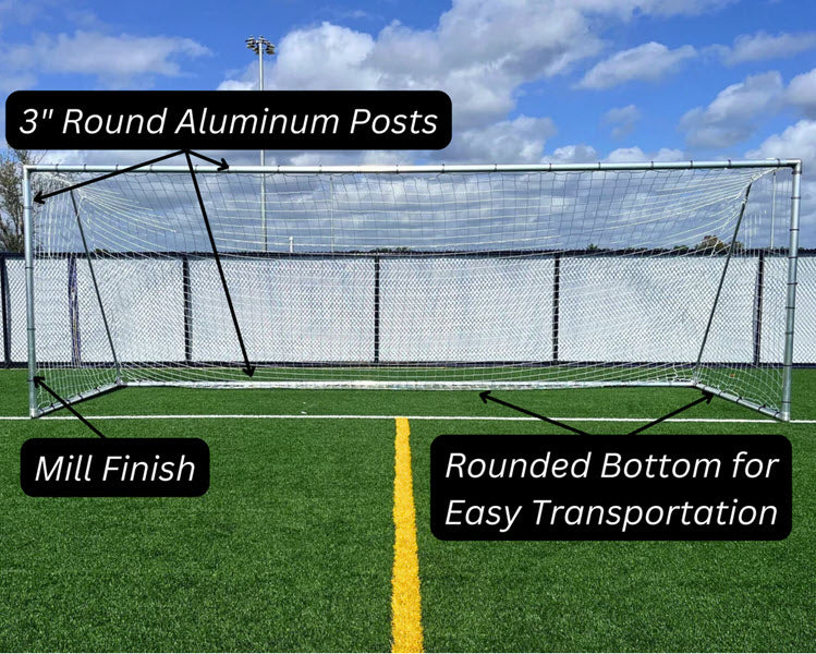 PEVO Economy soccer goal 3-inch round aluminum frame detail