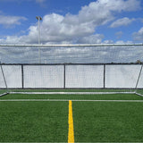 Front view of PEVO 6.5x18.5 Economy aluminum soccer goal
