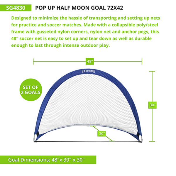 4 ft x 3ft Extreme Pop-up Goal - Dimensions