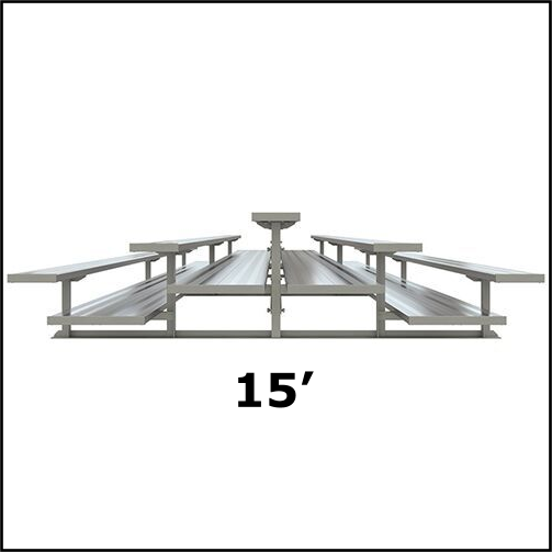 3-Row Back-to-Back Bleachers - Double Plank Footings