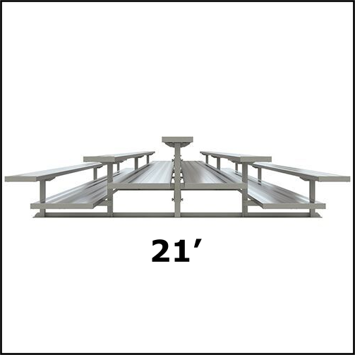 3-Row Back-to-Back Bleachers - Double Plank Footings