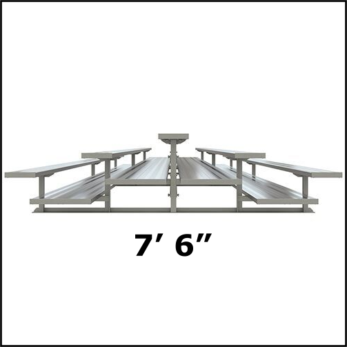 3-Row Back-to-Back Bleachers - Double Plank Footings