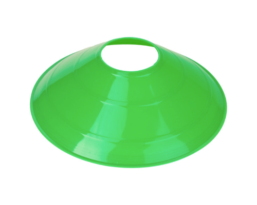 Green colored disc cones for training drills, agility exercises, and PE activities