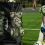 Heavy-duty soccer ball bag holding 15 soccer balls