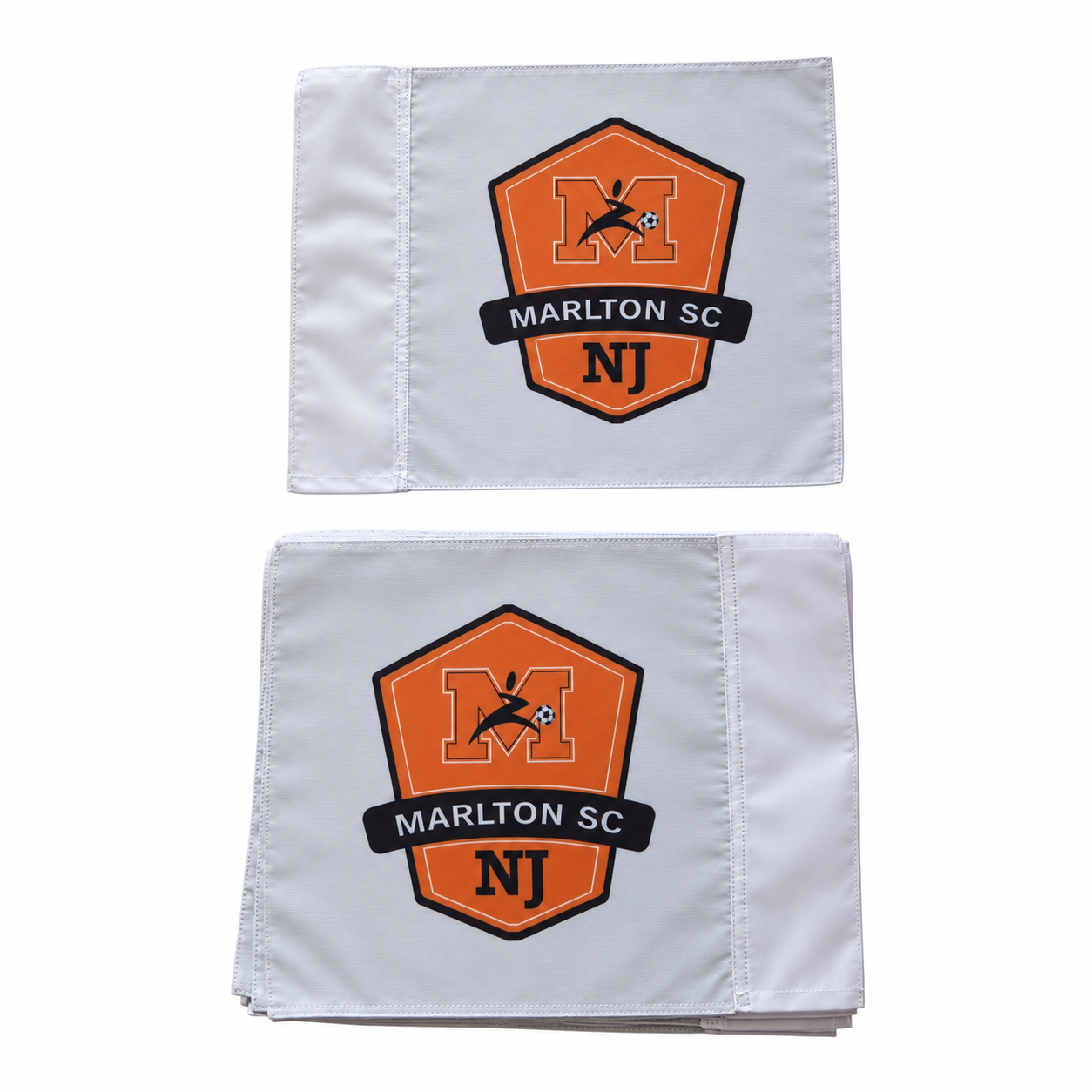 Marlton SC custom soccer corner flags featuring club logos