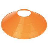 Orange colored disc cones for field marking, fitness workouts, and sports practice