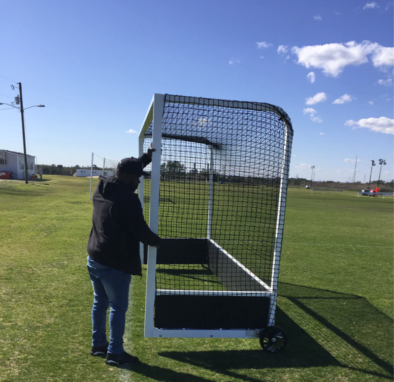 PEVO Championship Field Hockey Goal being Moved
