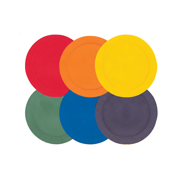 Multi color round poly spot markers set of 6 non skid vinyl for PE class and sports drills