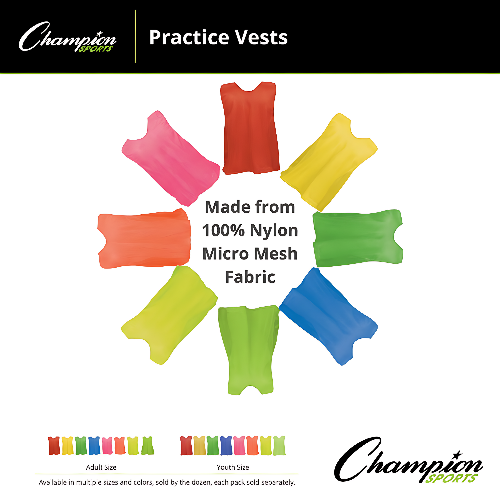 Adult Practice Scrimmage Vest – Lightweight Mesh Pinnies (Dozen)