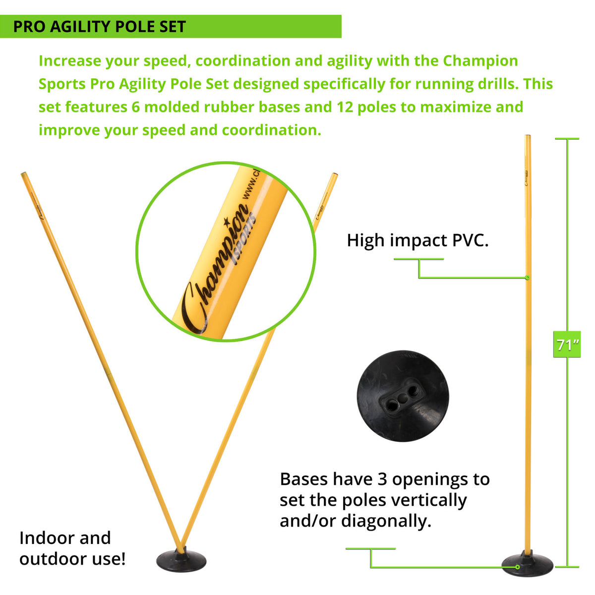 Pro Agility Pole Set - Dimensions