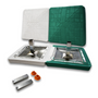 Jaypro Pro-Style Hollywood green and white double first base with anchors and plugs for baseball and softball fields