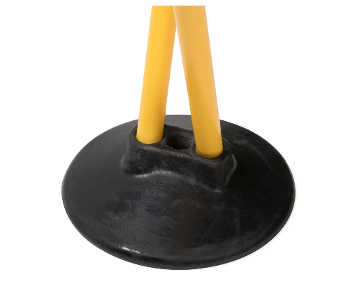 Pro Agility Pole Set molded black rubber base with three pole openings for vertical and diagonal agility training drills