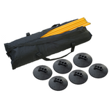 Pro Agility Pole Set with 12 yellow agility poles, 6 rubber bases, and heavy-duty black carrying bag for portable training