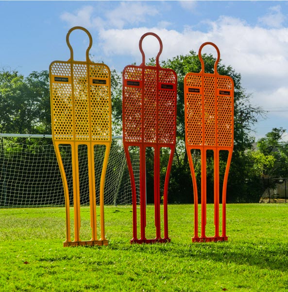 Pro training mannequins for soccer drills on grass and turf