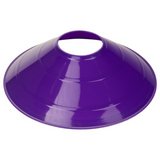 Purple colored disc cones for soccer drills, agility training, and sports markers