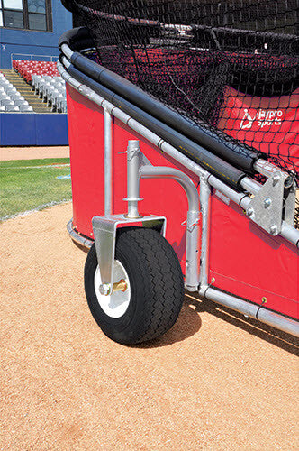 Red Big Bomber Elite Batting Cage - 18 inch oversized Turf Friendly Tires