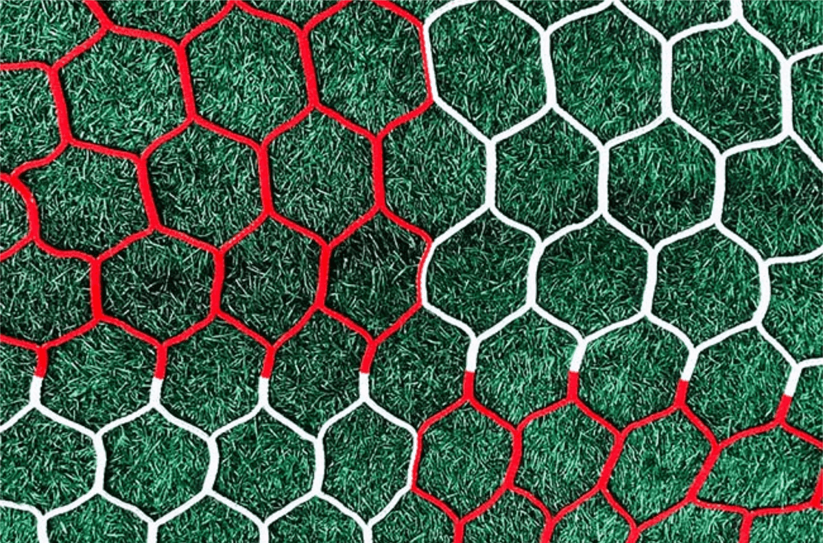 Red - White Checkered 3mm Hex Box Soccer Net