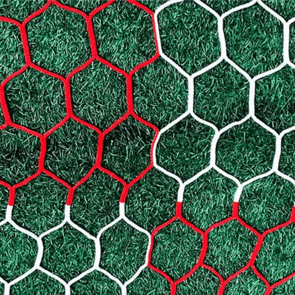 Red - White Checkered 3mm Hex Box Soccer Net