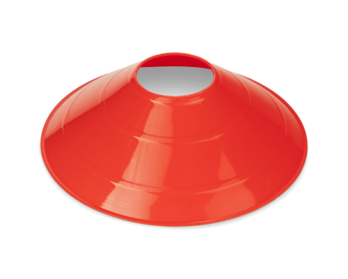 Red colored disc cones for soccer drills, agility training, and sports practice