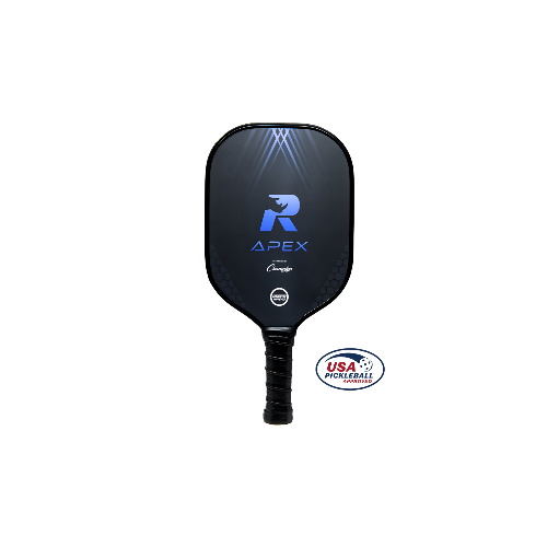 Rhino Apex Pickleball Paddle with fiberglass face and cushioned grip, USA Pickleball approved tournament paddle