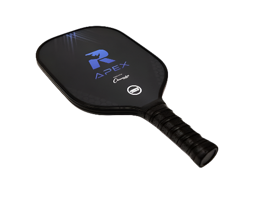Rhino Apex Pickleball Paddle flat angle view highlighting fiberglass face, ProPolyCore2™ construction, and cushioned grip