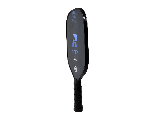 Rhino Apex Pickleball Paddle side profile showing fiberglass face thickness, edge guard, and cushioned grip for control