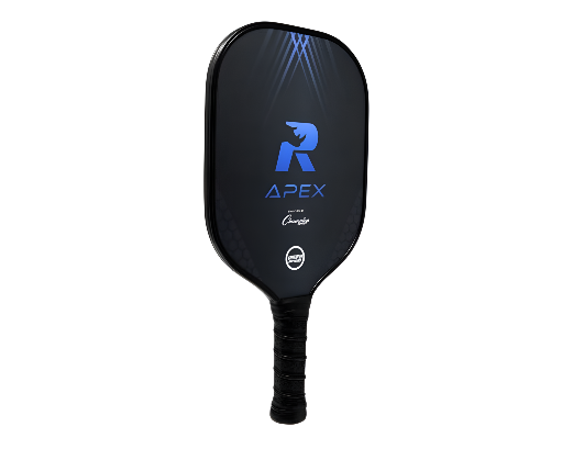 Rhino Apex Pickleball Paddle angled side view showing fiberglass face, cushioned grip, and USA Pickleball approved design